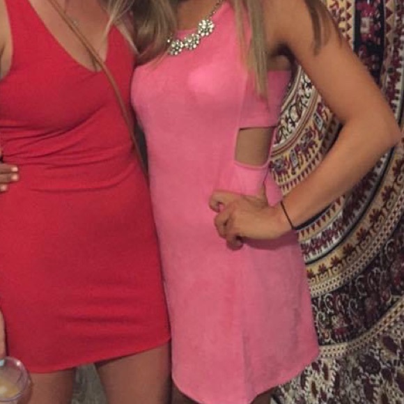 Pink Suede Dress With Cut Out Sides - Picture 1 of 8